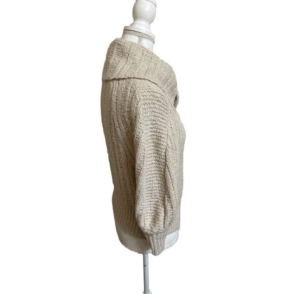 FREE PEOPLE Women's XS Beige Chunky Knit Cropped Cardigan Women’s Large Snaps - Picture 4 of 7